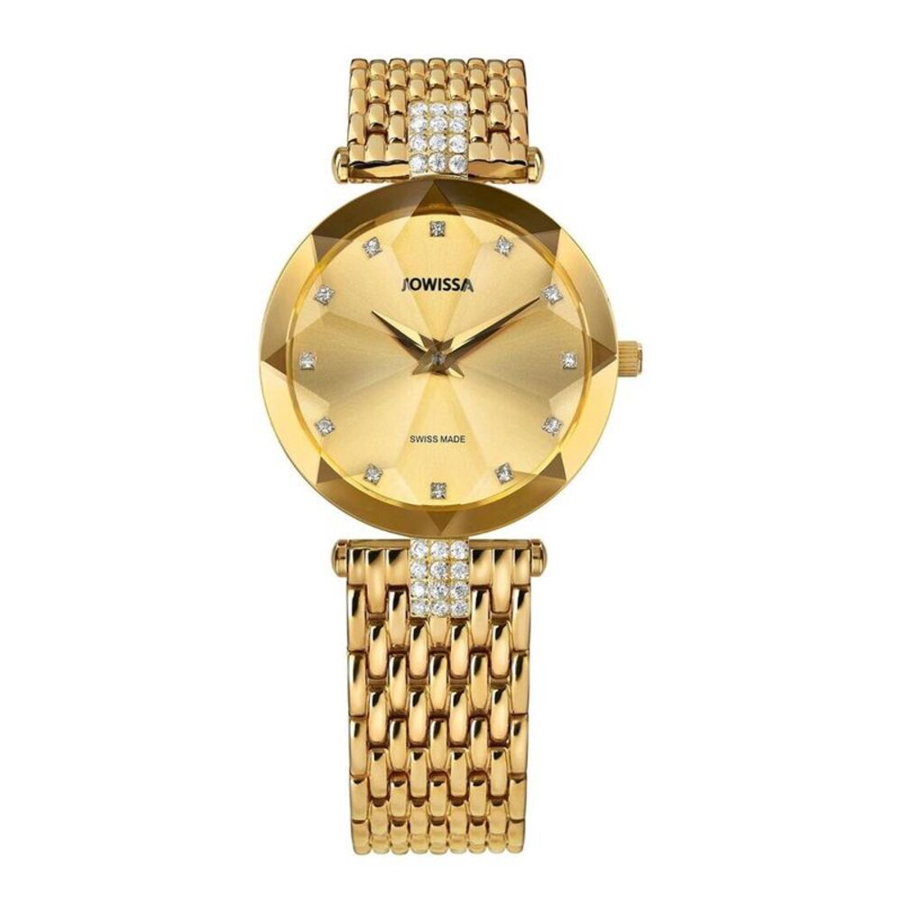 Facet Strass Swiss Ladies Watch, Yellow